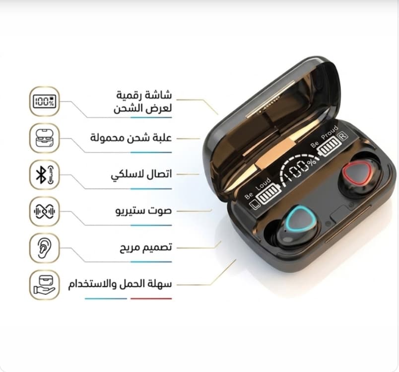 سماعات أذن لاسلكية M10 بتقنية البلوتوث مع علبة شحن